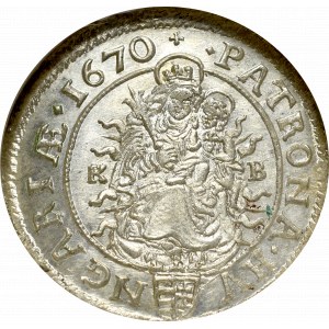 Węgry, Leopold I, 6 krajcarów 1670 KB - NGC MS64