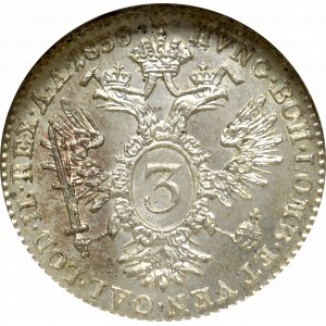Austria, 3 krajcary 1836, Wiedeń - NGC MS65
