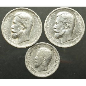 Rosja, Mikołaj II, Zestaw 50 kopiejek 1912 i 25 kopiejek 1896