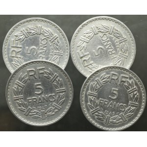 Francja, Zestaw 5 franków 1945-49