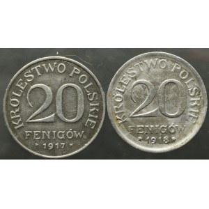 Królestwo Polskie, Zestaw 20 fenigów 1917-18