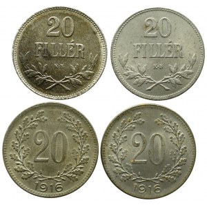 Austria/Hungary, set 20 heller 1916 and 20 filler 1916 (4 pcs)