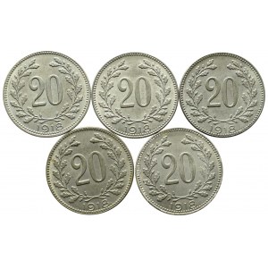 Austria, set 20 heller 1918 (5pcs)