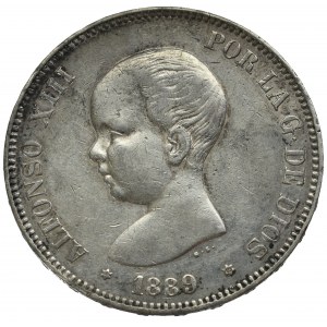 Spain, 5 pesetas 1889