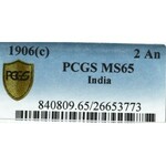 Indie, 2 annas 1906 - PCGS MS65