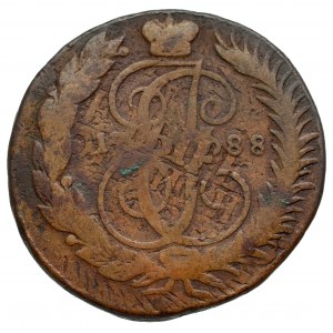 Russia, Khaterine II, 2 kopecks 1788 - countermarked on 4 kopecks