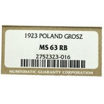 II Rzeczpospolita, 1 grosz 1923 - NGC MS63RB