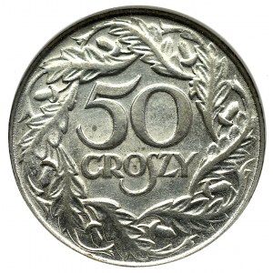 II Rzeczpospolita, 50 groszy 1938 - NGC AU58