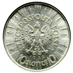 II Rzeczpospolita, 10 złotych 1936 Piłsudski - NGC MS62