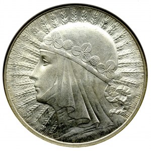 II Rzeczpospolita, 10 złotych 1932 ZZM Głowa Kobiety - NGC MS65