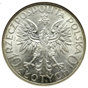 II Rzeczpospolita, 10 złotych 1932 ZZM Głowa Kobiety - NGC MS65