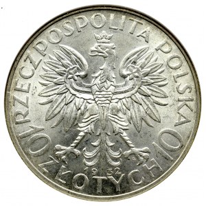 II Republic of Poland, 10 zlotych 1932, Women's Head, London- NGC MS62