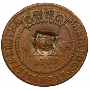 Angola, 40 reis countermared on 20 reis 1787