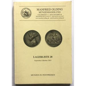 Katalog aukcyjny, MANFRED OLDING LEGERLISTE 28/2003 r - monety saskie i sasko-polskie