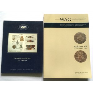 Katalogi aukcyjne 2 szt., WAG 45/2007 r, DNW Orders Decorations and Medals 1997 r