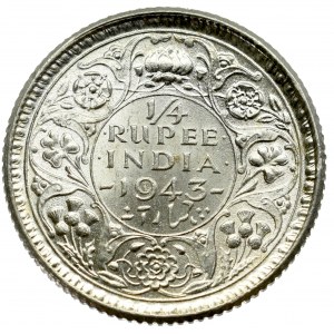 India, 1/4 rupii 1943