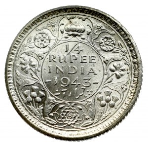 India, 1/4 rupii 1943