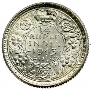 India, 1/4 rupii 1943