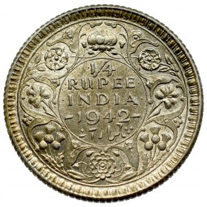 India, 1/4 rupii 1942
