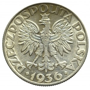 II Rzeczpospolita, 5 złotych 1936 Żaglowiec