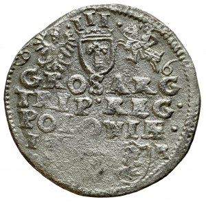 Zygmunt III Waza, Trojak 1596, Poznań - rzadkość data przy herbach