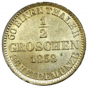 Niemcy, Jerzy V, 1/2 grosza 1858 B, Hanower