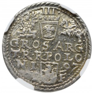 Sigismund III, 3 groschen 1597, Olcusia - NGC MS63