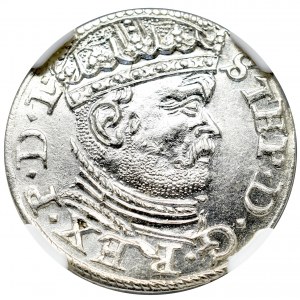 Stefan Batory, Trojak 1586, Ryga - NIEOPISANE POPIERSIE NGC MS64