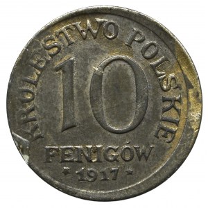 Królestwo Polskie, 10 fenigów 1917 - destrukt