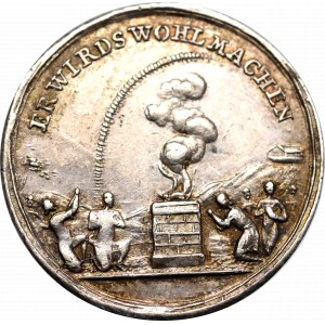 Śląsk, dukat medalowy 1736 w srebrze - koniec powodzi i głodu