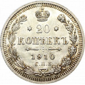 Rosja, Mikołaj II, 20 kopiejek 1910 ЭБ