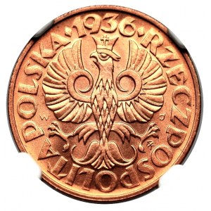 II Republic of Poland, 2 groschen 1936 - NGC MS66 RD