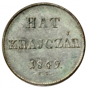 Węgry, Wiosna Ludów, 6 krajcarów (hat krajczár) 1849 NB, Nagybanya