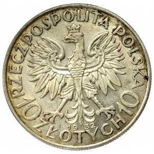 II Rzeczpospolita, 10 złotych 1932 BZM Głowa kobiety