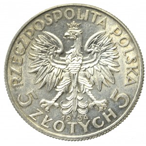 II Rzeczpospolita, 5 złotych 1934 Głowa kobiety