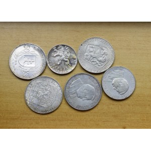 Czechosłowacja, zestaw srebrnych monet - 6 egzemplarzy