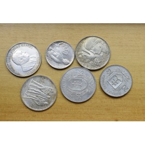 Czechosłowacja, zestaw srebrnych monet - 6 egzemplarzy