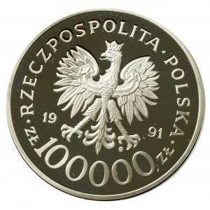 III RP, 100.000 złotych 1991 Hubal