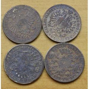 Austria, Franz Joseph, 1 florin 1858-1886 (4 pcs)