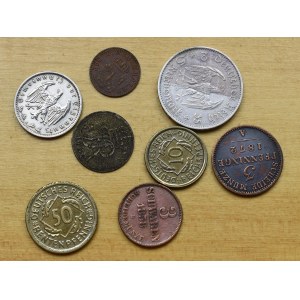 Niemcy, III Rzesza, zestaw monet (w tym srebro)