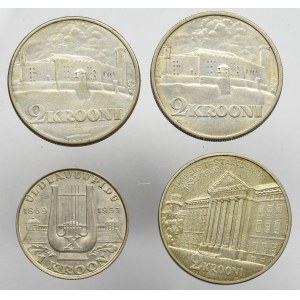 Estonia, zestaw monet 1 i 2 krooni (4 egzemplarze)