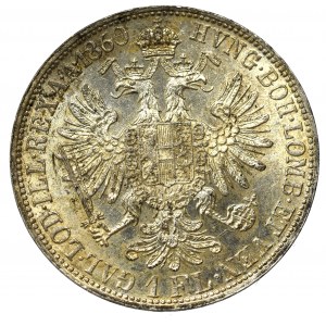 Austria-Hungary, Franz Joseph I, 1 florin 1860