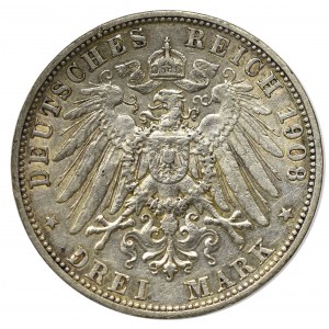 Germany, Bayern, 3 mark 1909