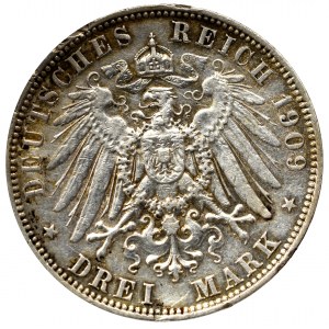 Niemcy, Saksonia, 3 marki 1909