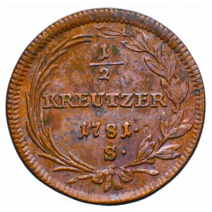 Austria, Józef II, 1/2 krajcara 1781 S