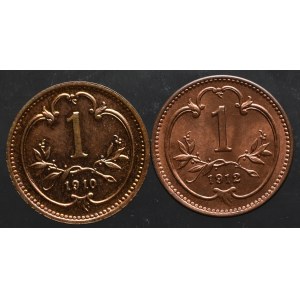 Austria, set 1 heller 1910 and 1912 (2 pcs)