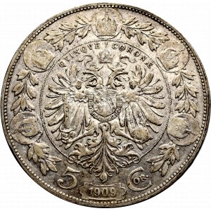 Austria-Hungary, Franz Joseph, 5 corona 1909