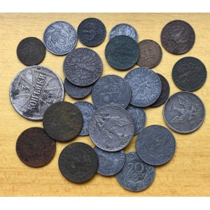 KP, Ober Ost, II RP i okupacja, zestaw monet - 24 egzemplarze