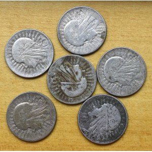 Zestaw srebrnych monet z okresu II RP