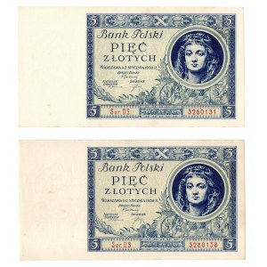 II RP , 5 złotych 02.01.1930, 2 egzemplarze